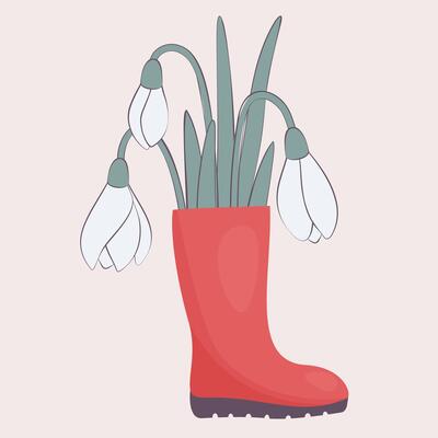snowdrops in rubber boots
