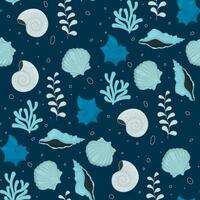 seashell seamless pattern vector