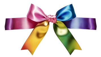 AI generated Colorful bow with ribbon isolated on white background photo