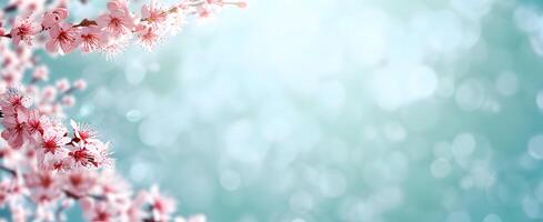 AI generated Spring flower branches with apricot blossoms with empty Space for design Happy Spring greeting post photo