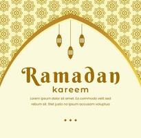 Ramadan Kareem greeting card design social media post template with gold decoration vector