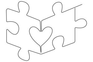 Continuous one Line art Drawing Puzzle Stock Vectors and illustrations