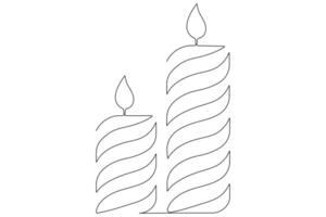 Continuous single line art drawing of candle light symbol and outline vector illustration