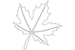 Maple leaf continuous one line art drawing of leaf decorative icon outline vector art illustration