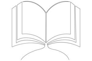 Book day continuous single line art drawing of book icon outline vector art illustration