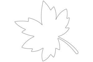 Maple leaf continuous one line art drawing of leaf decorative icon outline vector art illustration