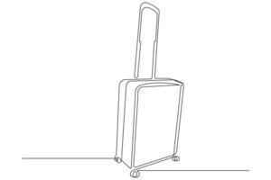 Continuous one line art drawing of suitcases, luggage design outline vector illustration