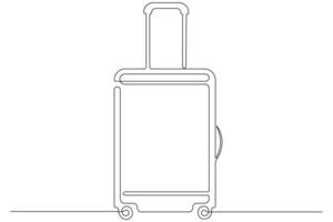 Continuous one line art drawing of suitcases, luggage design outline vector illustration