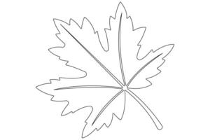 Maple leaf continuous one line art drawing of leaf decorative icon outline vector art illustration