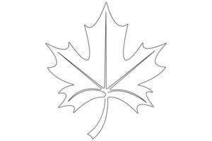 Maple leaf continuous one line art drawing of leaf decorative icon outline vector art illustration