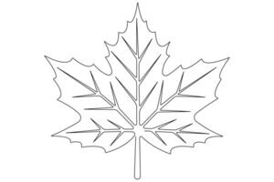 Maple leaf continuous one line art drawing of leaf decorative icon outline vector art illustration