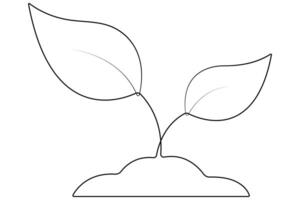 Continuous single line art drawing of plant can be for plants, agriculture, seeds outline vector