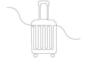 Continuous one line art drawing of suitcases, luggage design outline vector illustration