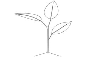 Continuous single line art drawing of plant can be for plants, agriculture, seeds outline vector