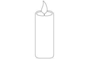 Continuous single line art drawing of candle light symbol and outline vector illustration