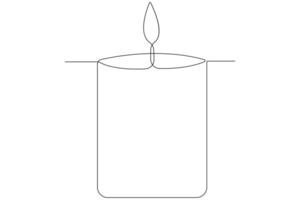 Continuous single line art drawing of candle light symbol and outline vector illustration