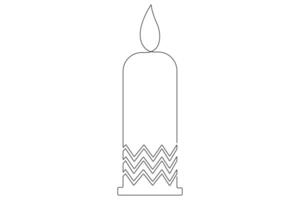 Continuous single line art drawing of candle light symbol and outline vector illustration