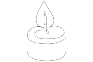 Continuous single line art drawing of candle light symbol and outline vector illustration