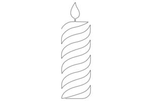 Continuous single line art drawing of candle light symbol and outline vector illustration