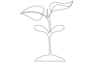 continuo soltero línea Arte dibujo de planta lata ser para plantas, agricultura, semillas contorno vector