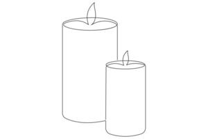 Continuous single line art drawing of candle light symbol and outline vector illustration