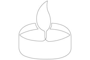 Continuous single line art drawing of candle light symbol and outline vector illustration