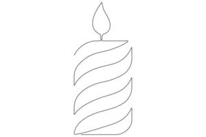 Continuous single line art drawing of candle light symbol and outline vector illustration