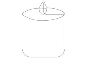 Continuous single line art drawing of candle light symbol and outline vector illustration