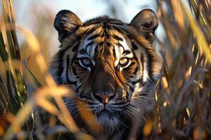 AI generated tiger among the reeds photo