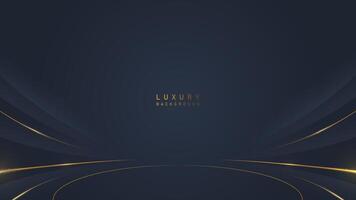 Luxury award podium in dark blue background with golden line. Luxury premium vector design