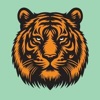 valiente Tigre cara Clásico diseño vector