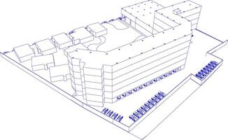 Ilustración 3D del proyecto de construcción vector