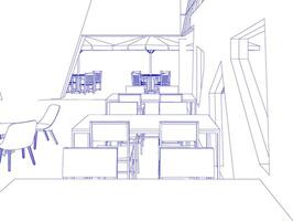 3d ilustración de cafetería vector
