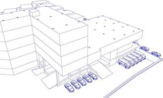 3D illustration of building project vector