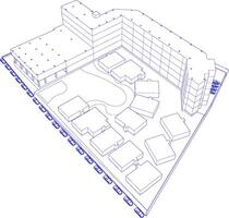 3D illustration of building project vector