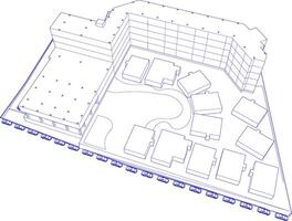 3D illustration of building project vector