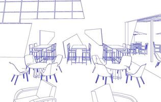 3D illustration of coffee shop vector
