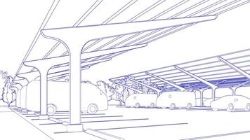 3D illustration of parking and carport vector