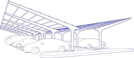 3D illustration of parking and carport vector