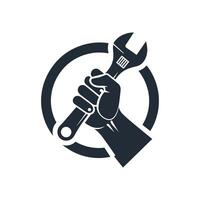 Working Hands Silhouette of Labor Hand Holding Wrench for Labor Day Concept vector