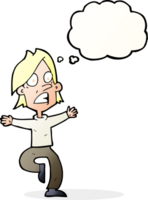 cartoon panicking man with thought bubble png