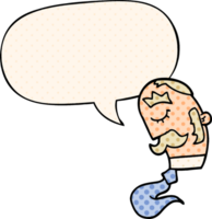 cartoon man with mustache with speech bubble in comic book style png