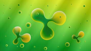 Realistic bubbly ripples fluid in green yellow gradient color vector