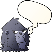 dibujos animados enojado gorila cara con habla burbuja en suave degradado estilo png