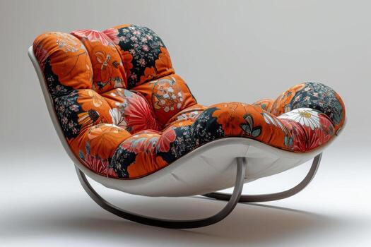 ai generado un Anticuado diseñador balanceo silla destacado en un blanco antecedentes foto