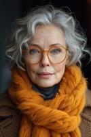 AI generated Portrait of a stylish elderly woman. The concept of aging photo