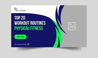 Fitness exercise training consisting of an editable video thumbnail banner design, an editable vector EPS 10 file format, and an editable video cover banner