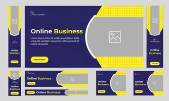 Online business web set banner design for social media post, Product business web bundle banner design, fully editable vector eps 10 file format