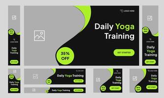 Yoga and meditation web banner template that may be edited and altered for social media posts. Vector eps 10 format is used for the template