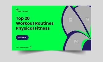 Daily workout tips and methods Exercise regimen techniques Fully editable vector eps 10 file format for video cover and thumbnail banner designs